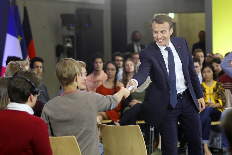 Emmanuel Macron beantwortet Fragen von „Leonardo“-Studierenden an der RWTH